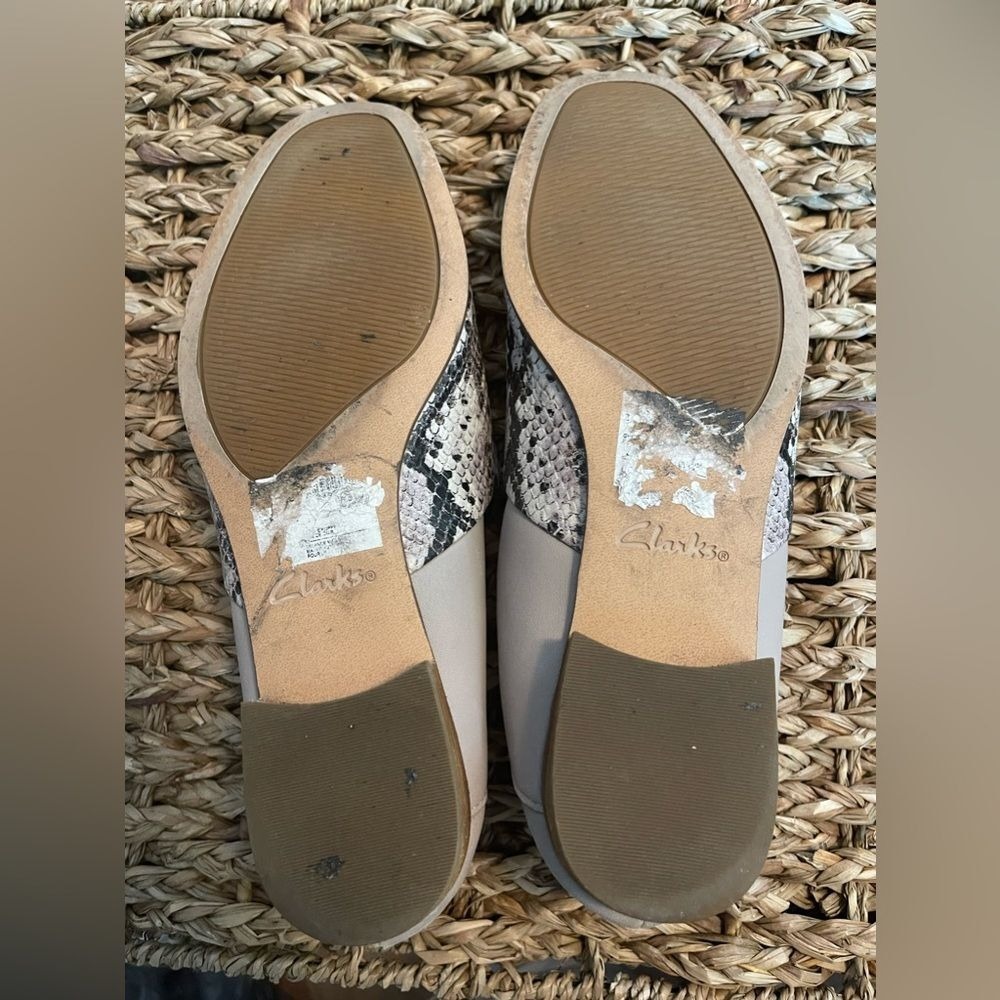 Clarks Pure Tone D'Orsay Flats Snakeskin Gray Leather Size 8 - Picture 7 of 7